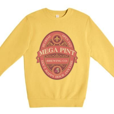 Vintage Mega Pint Hearsay Open 24 7 Brewing Co Alcohol Label Premium Crewneck Sweatshirt