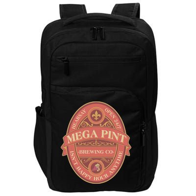 Vintage Mega Pint Hearsay Open 24 7 Brewing Co Alcohol Label Impact Tech Backpack