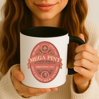 Vintage Mega Pint Hearsay Open 24 7 Brewing Co Alcohol Label Mug