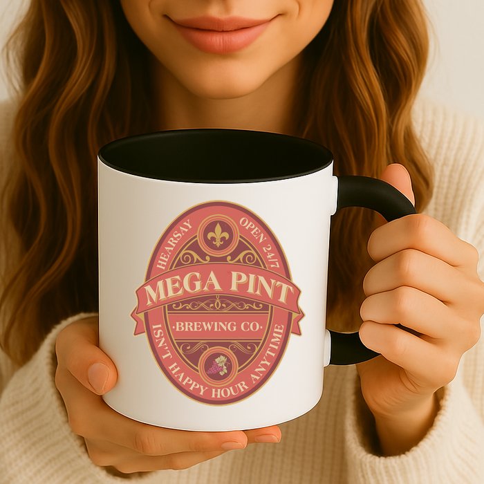 Vintage Mega Pint Hearsay Open 24 7 Brewing Co Alcohol Label Mug