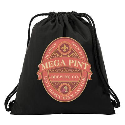 Vintage Mega Pint Hearsay Open 24 7 Brewing Co Alcohol Label Drawstring Bag