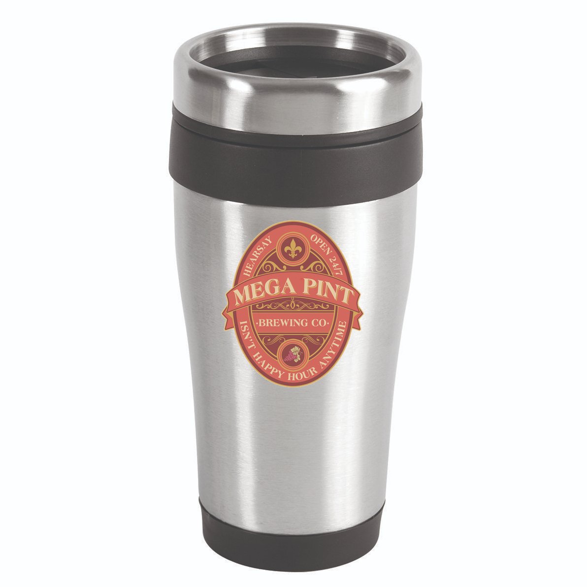 Vintage Mega Pint Hearsay Open 24 7 Brewing Co Alcohol Label 16oz Travel Tumbler