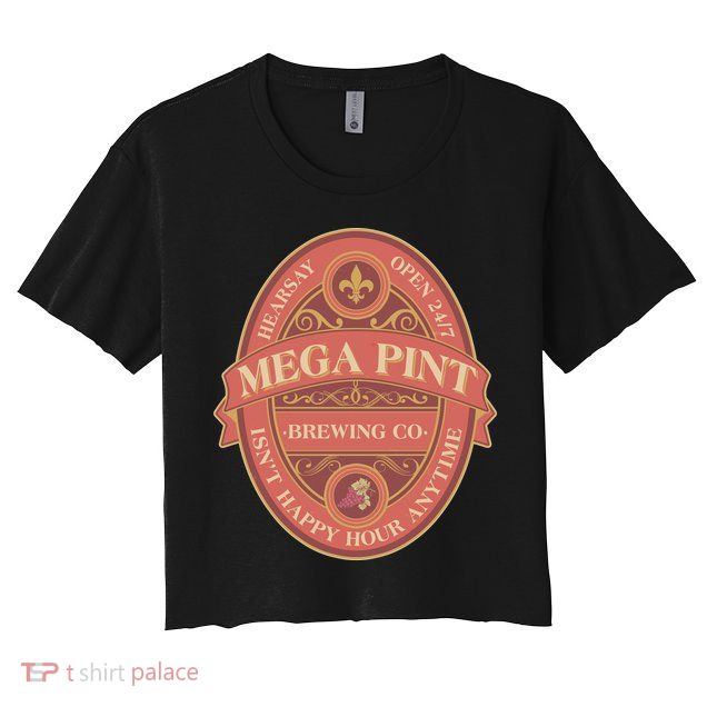 Vintage Mega Pint Hearsay Open 24 7 Brewing Co Alcohol Label Crop Top