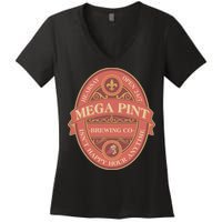 Vintage Mega Pint Hearsay Open 24 7 Brewing Co Alcohol Label Women's V-Neck T-Shirt