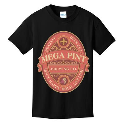 Vintage Mega Pint Hearsay Open 24 7 Brewing Co Alcohol Label Kids T-Shirt