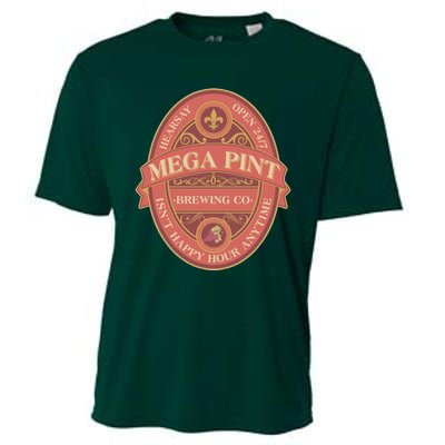 Vintage Mega Pint Hearsay Open 24 7 Brewing Co Alcohol Label Cooling Performance Crew T-Shirt