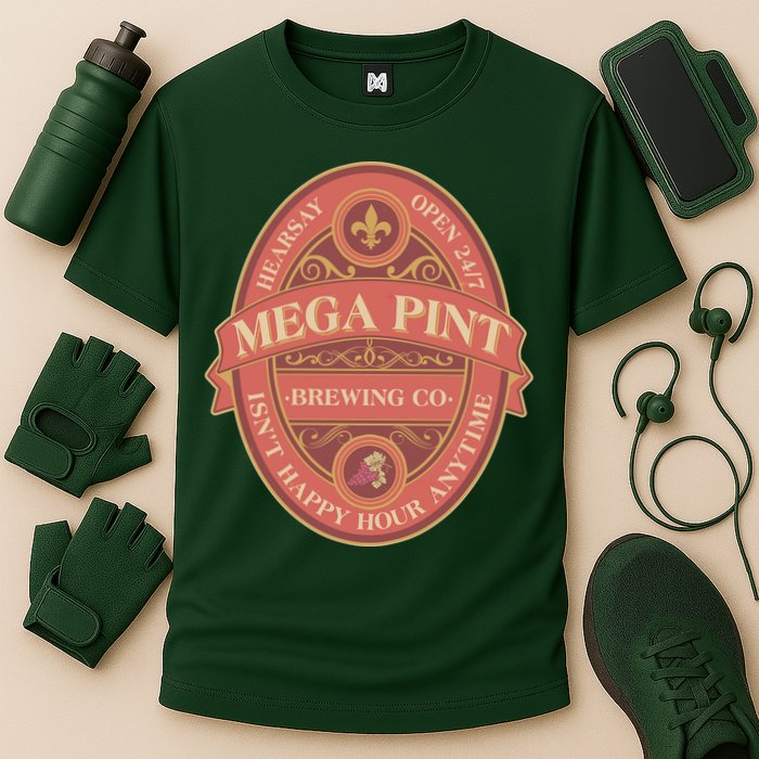 Vintage Mega Pint Hearsay Open 24 7 Brewing Co Alcohol Label Performance Shirt