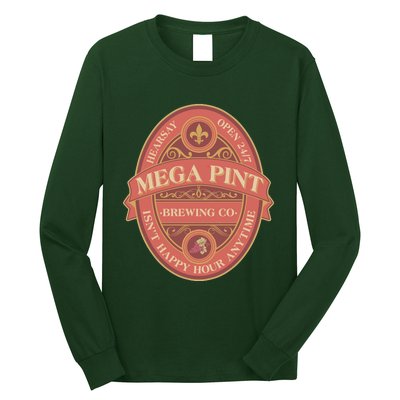 Vintage Mega Pint Hearsay Open 24 7 Brewing Co Alcohol Label Long Sleeve Shirt