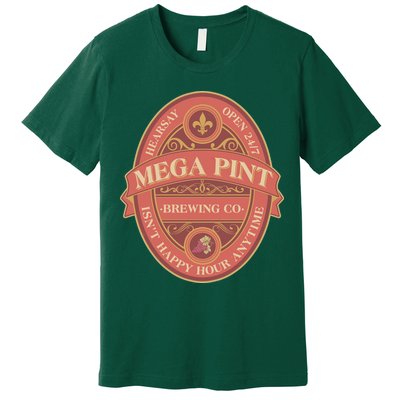 Vintage Mega Pint Hearsay Open 24 7 Brewing Co Alcohol Label Premium T-Shirt
