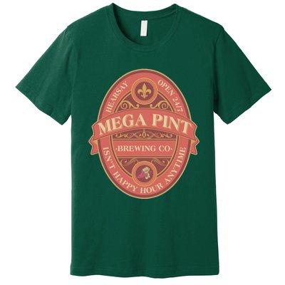 Vintage Mega Pint Hearsay Open 24 7 Brewing Co Alcohol Label Premium T-Shirt