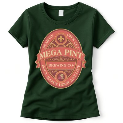 Vintage Mega Pint Hearsay Open 24 7 Brewing Co Alcohol Label Womens T-Shirt