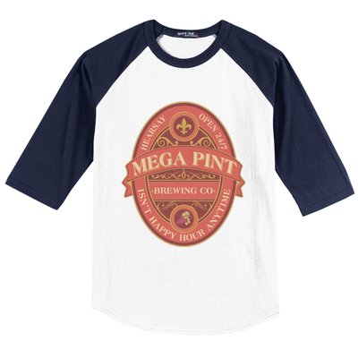 Vintage Mega Pint Hearsay Open 24 7 Brewing Co Alcohol Label Baseball Sleeve Shirt