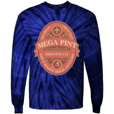 Vintage Mega Pint Hearsay Open 24 7 Brewing Co Alcohol Label Tie-Dye Long Sleeve Shirt