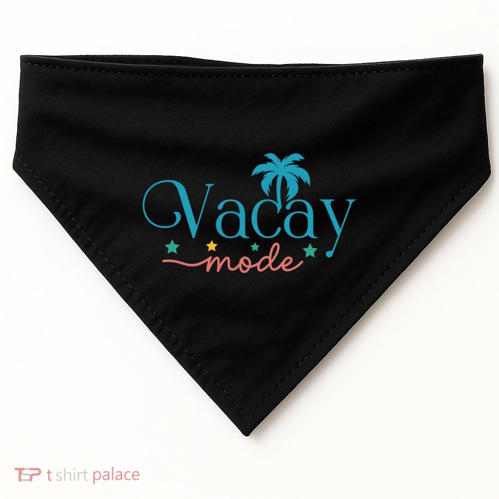 Vacay Mode Palm Tree Clipart USA-Made Doggie Bandana