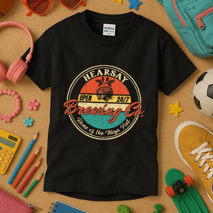 Vintage Mega Pint Brewing Co Happy Hour Anytime Hearsay Kids T-Shirt