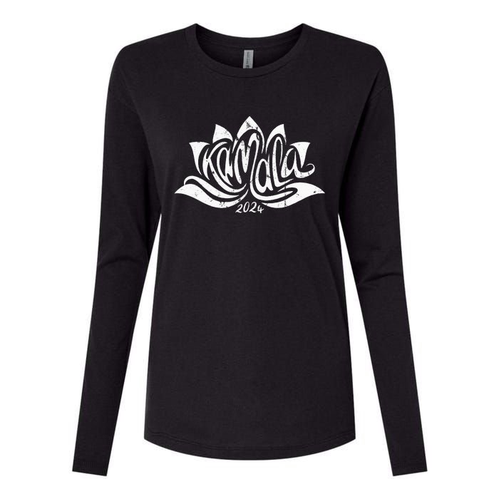 Vote Madam President Harris Kamala 2024 Lotus Flower Womens Cotton Relaxed Long Sleeve T-Shirt