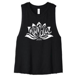 Vote Madam President Harris Kamala 2024 Lotus Flower Women's Racerback Cropped Tank