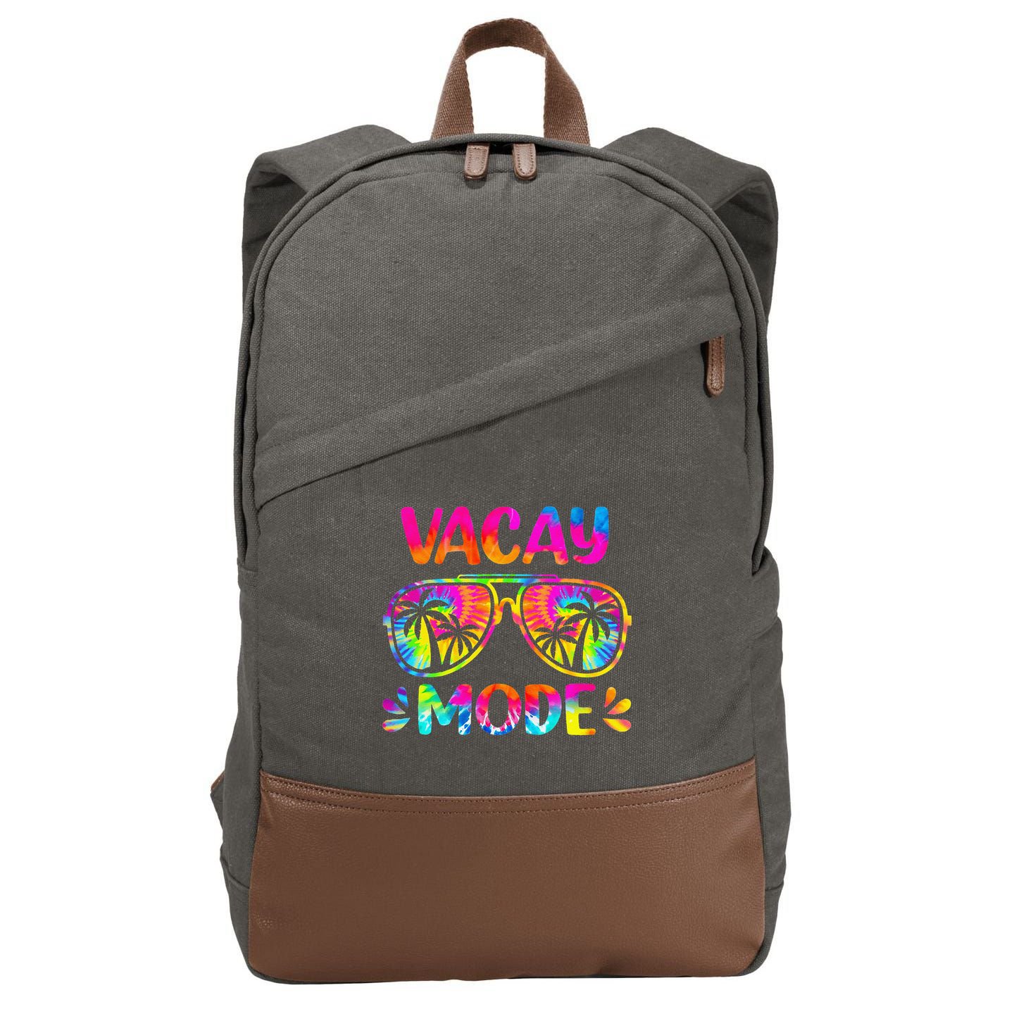 Vacay Mode Palm Tree Beach Vacation Summer Getaway Holiday Cotton Canvas Backpack