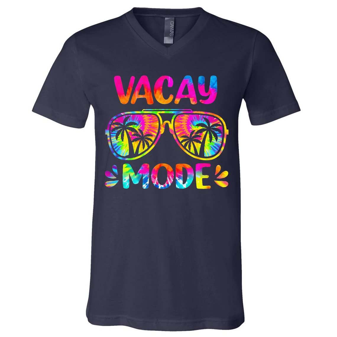 Vacay Mode Palm Tree Beach Vacation Summer Getaway Holiday V-Neck T-Shirt