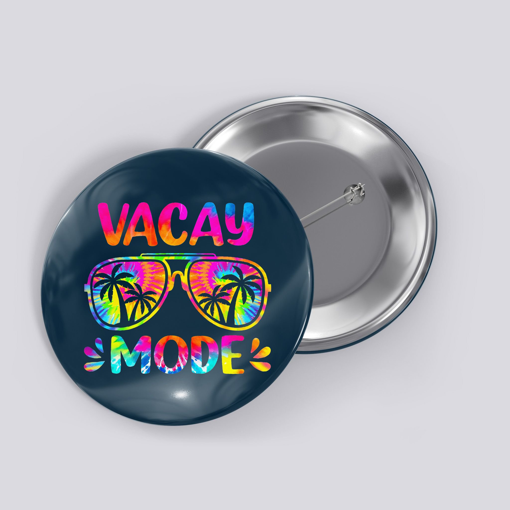 Vacay Mode Palm Tree Beach Vacation Summer Getaway Holiday Button