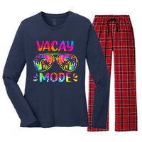 Vacay Mode Palm Tree Beach Vacation Summer Getaway Holiday Women's Long Sleeve Flannel Pajama Set 