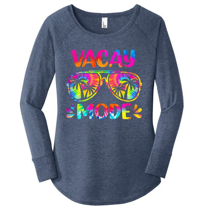 Vacay Mode Palm Tree Beach Vacation Summer Getaway Holiday Women's Perfect Tri Tunic Long Sleeve Shirt