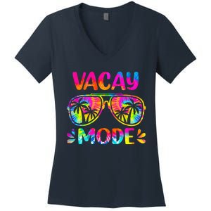 Vacay Mode Palm Tree Beach Vacation Summer Getaway Holiday Women's V-Neck T-Shirt