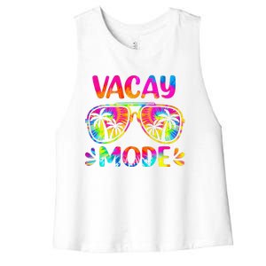 Vacay Mode Palm Tree Beach Vacation Summer Getaway Holiday Women's Racerback Cropped Tank