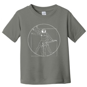 Vitruvian Man Playing Guitar Da Vinci Guitarist Music Lover Toddler T-Shirt