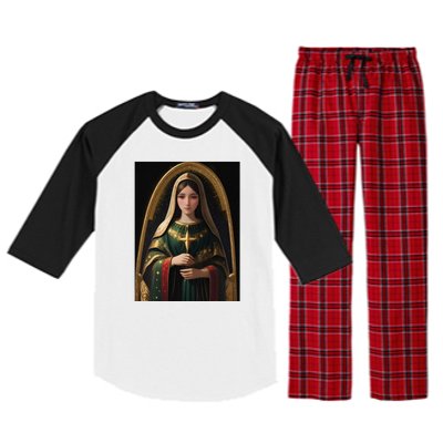 Virgin Mary Roman Catholic Christmas Vintage Raglan Sleeve Pajama Set