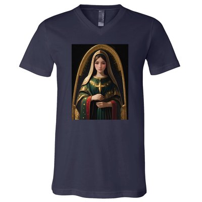 Virgin Mary Roman Catholic Christmas Vintage V-Neck T-Shirt