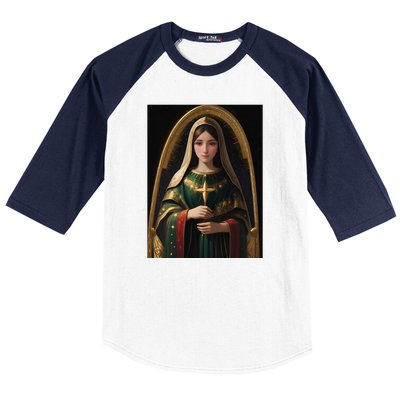 Virgin Mary Roman Catholic Christmas Vintage Baseball Sleeve Shirt