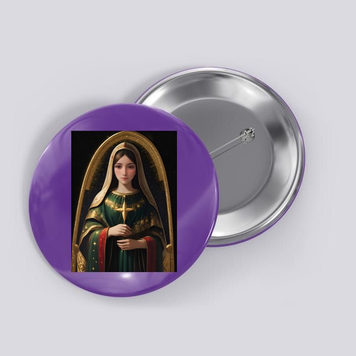 Virgin Mary Roman Catholic Christmas Vintage Button