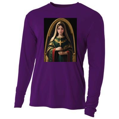 Virgin Mary Roman Catholic Christmas Vintage Cooling Performance Long Sleeve Crew