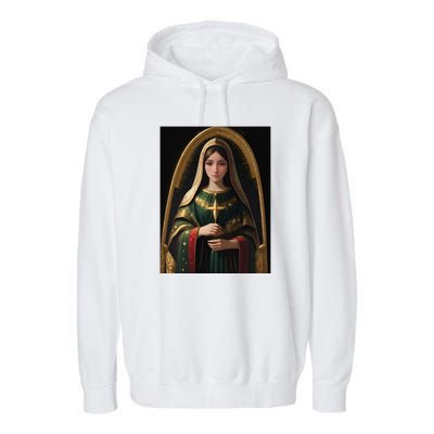 Virgin Mary Roman Catholic Christmas Vintage Garment-Dyed Fleece Hoodie