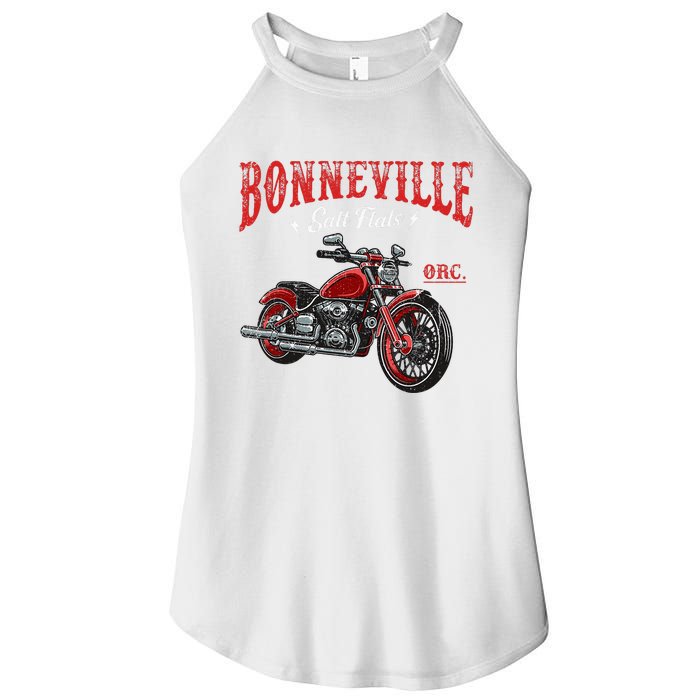 Vintage Motorcycle Racing Bonneville Salt Flats Biker Lover Women's Perfect Tri Rocker Tank