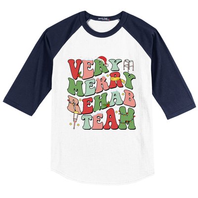 Very Merry Rehab Team Christmas Physical Therapist Therapy Baseball Sleeve Shirt