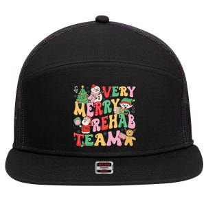 Verry Merry Rehab Team Pt Ot Slp Therapy Team Christmas 7 Panel Mesh Trucker Snapback Hat