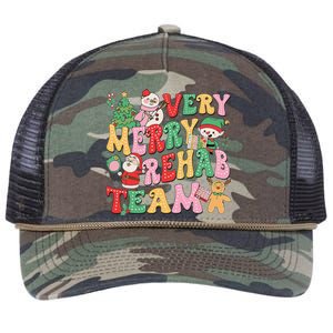 Verry Merry Rehab Team Pt Ot Slp Therapy Team Christmas Retro Rope Trucker Hat Cap