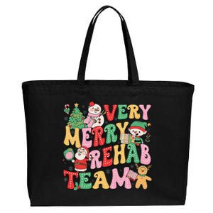 Verry Merry Rehab Team Pt Ot Slp Therapy Team Christmas Cotton Canvas Jumbo Tote