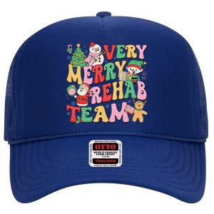 Verry Merry Rehab Team Pt Ot Slp Therapy Team Christmas High Crown Mesh Back Trucker Hat