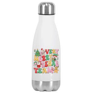 Verry Merry Rehab Team Pt Ot Slp Therapy Team Christmas Stainless Steel Insulated Water Bottle