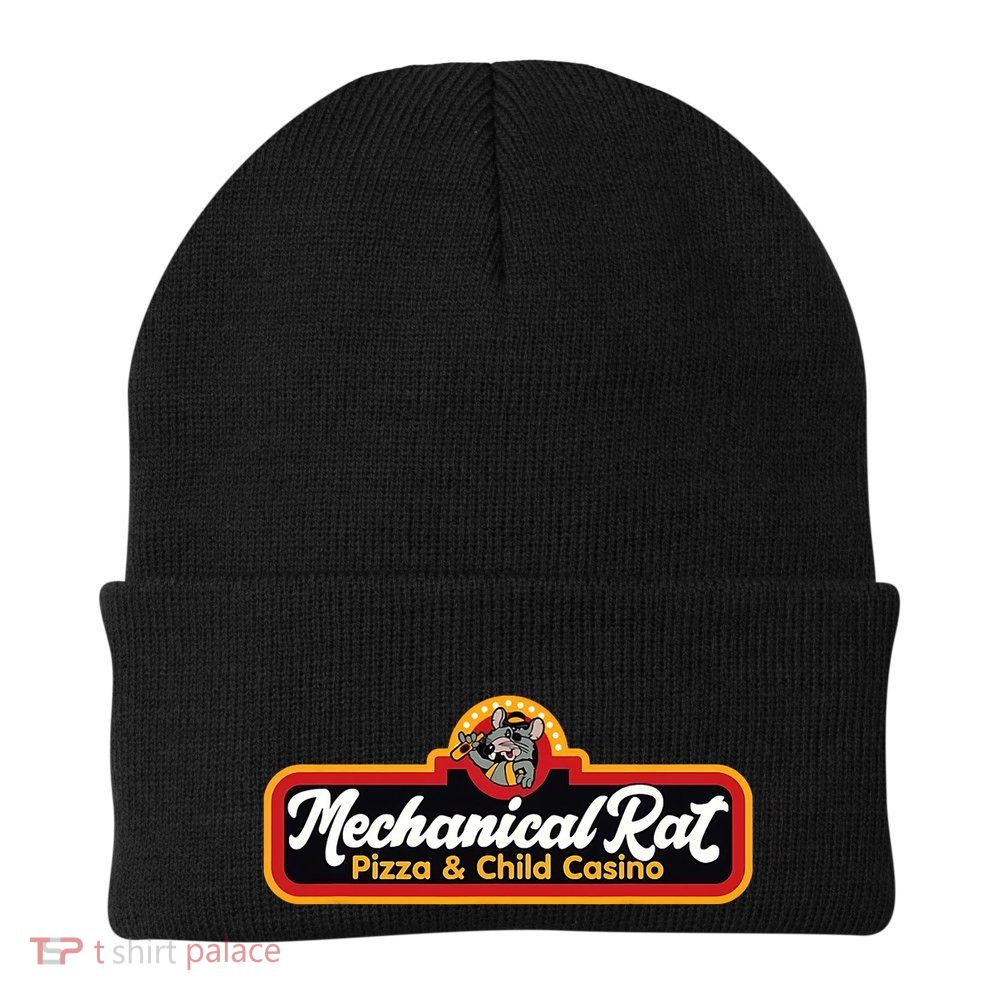 Vintage Mechanical Rat Pizza And Child Casino Funny Mouse Beanie