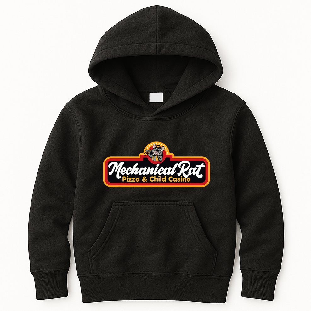 Vintage Mechanical Rat Pizza And Child Casino Funny Mouse Kids Hoodie