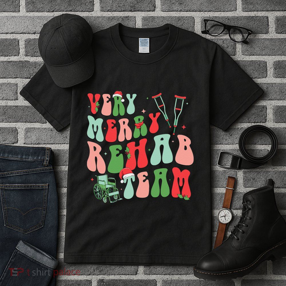 Very Merry Rehab Team Groovy Christmas Tall T-Shirt