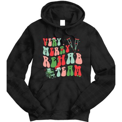 Very Merry Rehab Team Groovy Christmas Tie Dye Hoodie