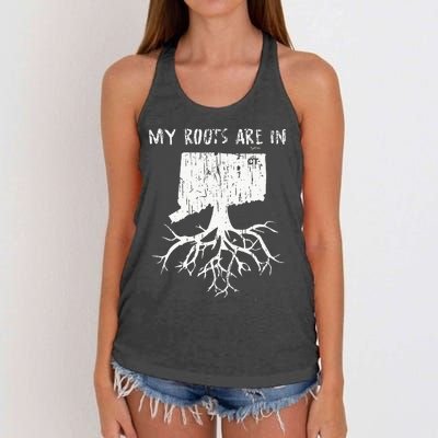 Vintage My Roots Are In Connecticut State Women's Knotted Racerback Tank