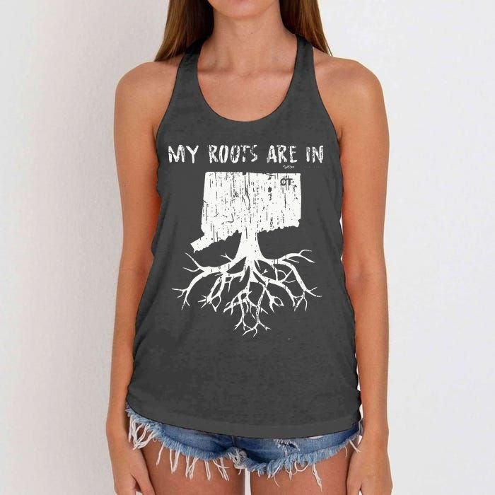 Vintage My Roots Are In Connecticut State Women's Knotted Racerback Tank