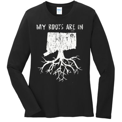 Vintage My Roots Are In Connecticut State Ladies Long Sleeve Shirt