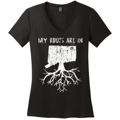 Vintage My Roots Are In Connecticut State Women's V-Neck T-Shirt